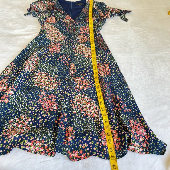 Lulus Austyn Navy Blue Floral Print Tie Sleeve Midi Dress • Size XS - Picture 7 of 14